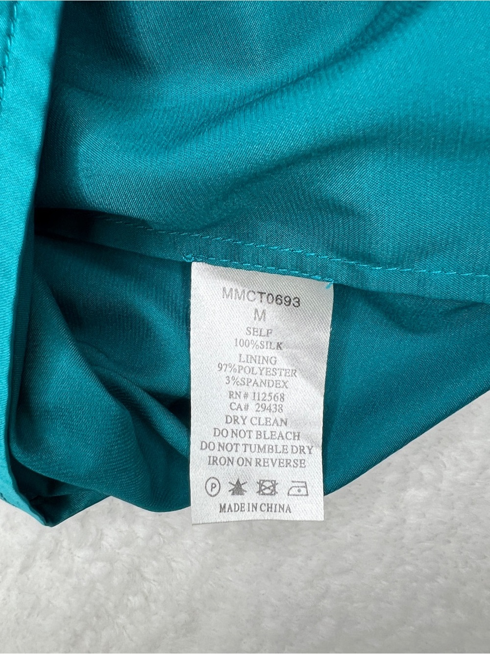 Teal 100% Silk Cami Babydoll top - Picture 4 of 4